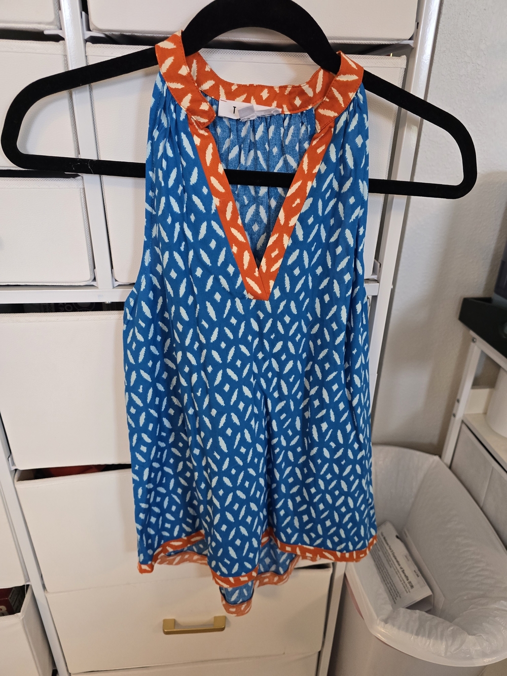 THML Blue & Orange Printed Sleeveless Top